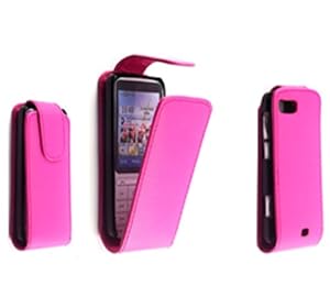 FOR NOKIA C3-01 STYLISH SMOOTH PINK LEATHER FLIP CASE COVER POUCH