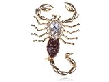 Crystal Solitaire Rhinestone Gold Tone Scorpion Animal Deadly Custom Pin Broach