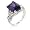 14k Whitegold Rhodium Bonded Anniversary Style Ring with Princess Amethyst Solitaire and Chanel Set White CZs Embellishing the Band - Size: 5-10, 5