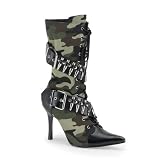 Women's Sexy boots 3 3/4 Inch Sexy High Heel Ankle Boot Green Camoflage Bullet Military Boot Army Costume Shoe