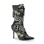 Women's Sexy boots 3 3/4 Inch Sexy High Heel Ankle Boot Green Camoflage Bullet Military Boot Army Costume Shoe