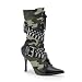 Women's Sexy boots 3 3/4 Inch Sexy High Heel Ankle Boot Green Camoflage Bullet Military Boot Army Costume Shoe