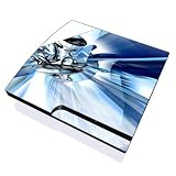 Playstation Slim Skin (PS3 slim) Plus Two Matching Controller Skins - Cobalt Nexus
