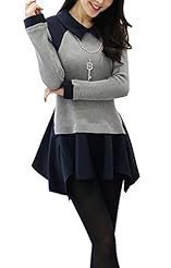 Chiffon/Cotton Sweater Mini Dress 