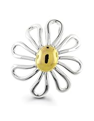 Bling Jewelry 14K Gold Vermeil Sterling Silver Two Tone Daisy Flower Pendant