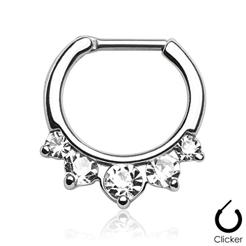 Cz 14g or 16g septum clicker ring 316l stainless steel …