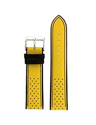 Watch Band Sport Design Yellow Black Genuine Leather 22 millimeter Tech Swiss
