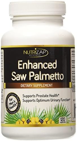 Enhanced Saw Palmetto Prostate Support Supplement by Nutrizap : Specially Formulated with Pygeum Bark and Pumpkin Seed Oil : Promotes Prostate and Urinary Health : 120 Capsules : Made in USA