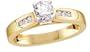 14k Yellow Gold Certified Round Brilliant Center w/ Round Side Stones Ring  (3/8 ct tw, I,  I1)  Size 5.5