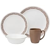 Corelle Livingware 16-Piece Dinnerware Set, Sand Sketch, Service for 4