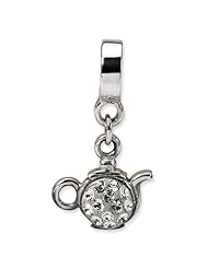Sterling Silver s Clear Swarovski Elements Teapot Dangle Bead by Reflection Beads, Best Quality Free Gift Box Satisfaction Guaranteed