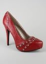 Crinkle Studded Eyelet Platform Pump