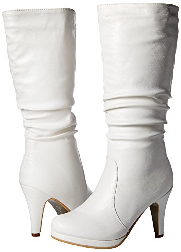 Bag 55 Womens Knee High Buckle Slouched Kitten Heel Boots