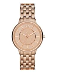 Armani Exchange Olivia Rose Dial Rose Gold Ion-plated Ladies Watch AX5305