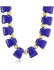 Kenneth Jay Lane Carved Polished Gold Bead and Lapis Resin Drops Necklace, 16"