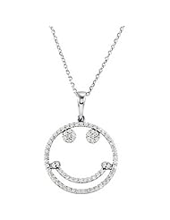14K White Gold Diamond "Smiley Face" Necklace - 0.33 Ct. -- LIFETIME WARRANTY