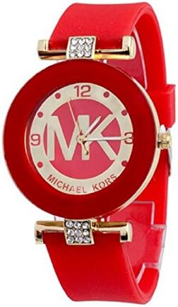 TTZS MK Classic Color Literal Silicone Band Set Female Models Diamond Watch Christmas Gift Red