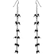 Girls Gift Silver Black Onyx Gemstone Dangle Earrings 4.25 inches (erg130)