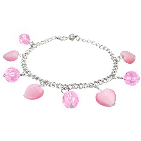 The Stainless Steel Jewellery Shop - Fashion Crystal Glass Love Heart Beads Ball Charm Bracelet/Anklet