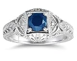 Sapphire and Diamond Antique Byzantine Ring in 14K White Gold