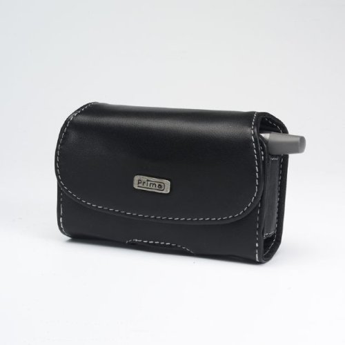 Universal Black Leather Lateral Pouch with Leather Slip Clip From Prima Cases