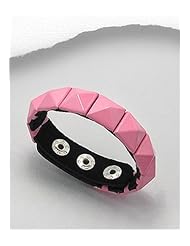 Pink Plastic Colored Enamel Bracelet In White Base