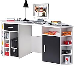 Links 13300200 Fabri Bureau d'Angle Blanc/Noir 181 x 67 x 78 cm