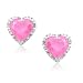 10k White Gold Heart-Shaped Created Pink Sapphire with Diamonds Heart Earrings