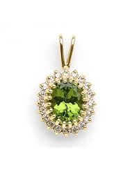 Peridot Pendant with Diamonds in 14K Yellow Gold
