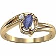 14K Yellow Gold Iolite and Diamond Ring
