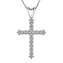10K White Gold 1/4 ctw Diamond Cross Pendant