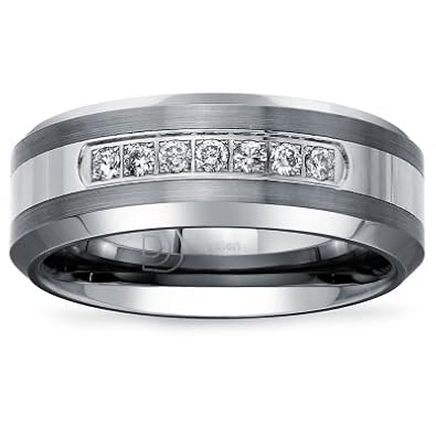 Tungsten wedding ring with diamond