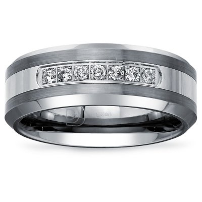 Tungsten Carbide Diamond Men's Wedding Band .20CTW (H-I I2)