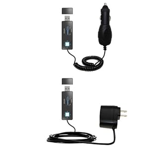 Car and Wall Charger Essential Kit for the Sandisk Sansa Express - uses Gomadic TipExchange Technology