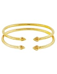 Solid Sterling Silver West-Indian Bangle Set Plated with 14K Gold 75 Grams