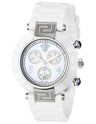 Versace Womens 92CCS1D497 S001 Reve Ceramic Bezel Chronograph White Rubber Watch
