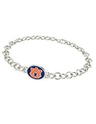 Auburn Tigers Sterling Silver Jewelry and Enamel Link Bracelet.