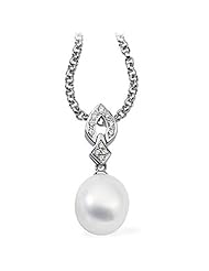 18K Palladium White Gold Paspaley South Sea Cultured Fine Drop Pearl and Diamond Pendant -- LIFETIME WARRANTY