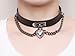 Gothic Style Faux Leather Collar Choker Necklace with Heart Lock Dangle Pendant