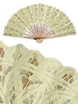 Renaissance Lace Hand Fan Cream