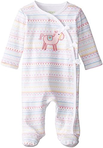 Happi by Dena Baby-Girls Newborn Horse Coverall, White, 6 Months