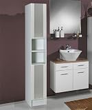 Badezimmerhochschrank Weiß Glas 195x30x32cm