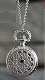 The Official Atlantic Seaboard Trading Co. Luggage Tag Key Chain with Spider Web Antique Filigree Design Silvertone Finish Pocket Watch Necklace Chain Jewelry -- COMBO PACK