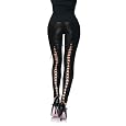 Wet look leggings with elastic lace up back