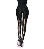 Wet look leggings with elastic lace up back