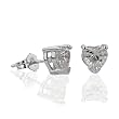 Sterling Silver 6X6 Heart-Shape Cubic Zirconia Earrings