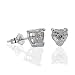 Sterling Silver 6X6 Heart-Shape Cubic Zirconia Earrings