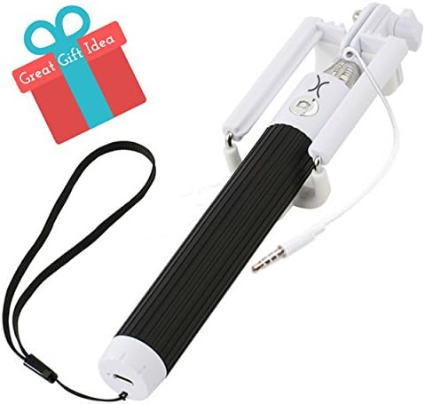 Selfie Stick (wired) for iPhone 6s plus, iPhone 6, iPhone 5 and Android by Xobebe with adjustable phone holder and built-in remote shutter. Best battery free Monopod includes mirror for taking HD pics
