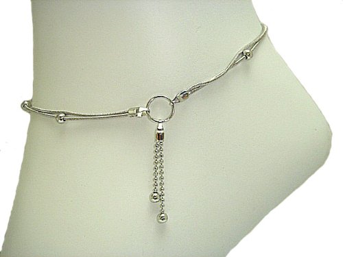Anklet Bracelet Fashion Jewelry - Silver Tone Twisted Double Strand