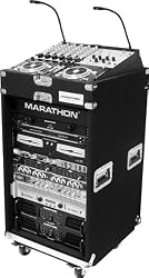 Marathon Flight Road Case MA-Mc1016Wpro Holds 10U Slant Top, 16U Bottom, Recessed Mount Hardware with Casters